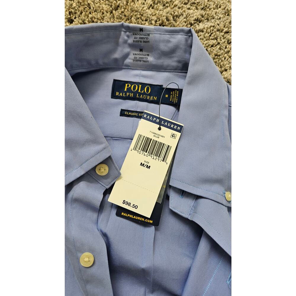 New with Tags Polo Ralph Lauren Men's Button-Down Shirt – Light Blue (Size M) - Picture 3 of 6